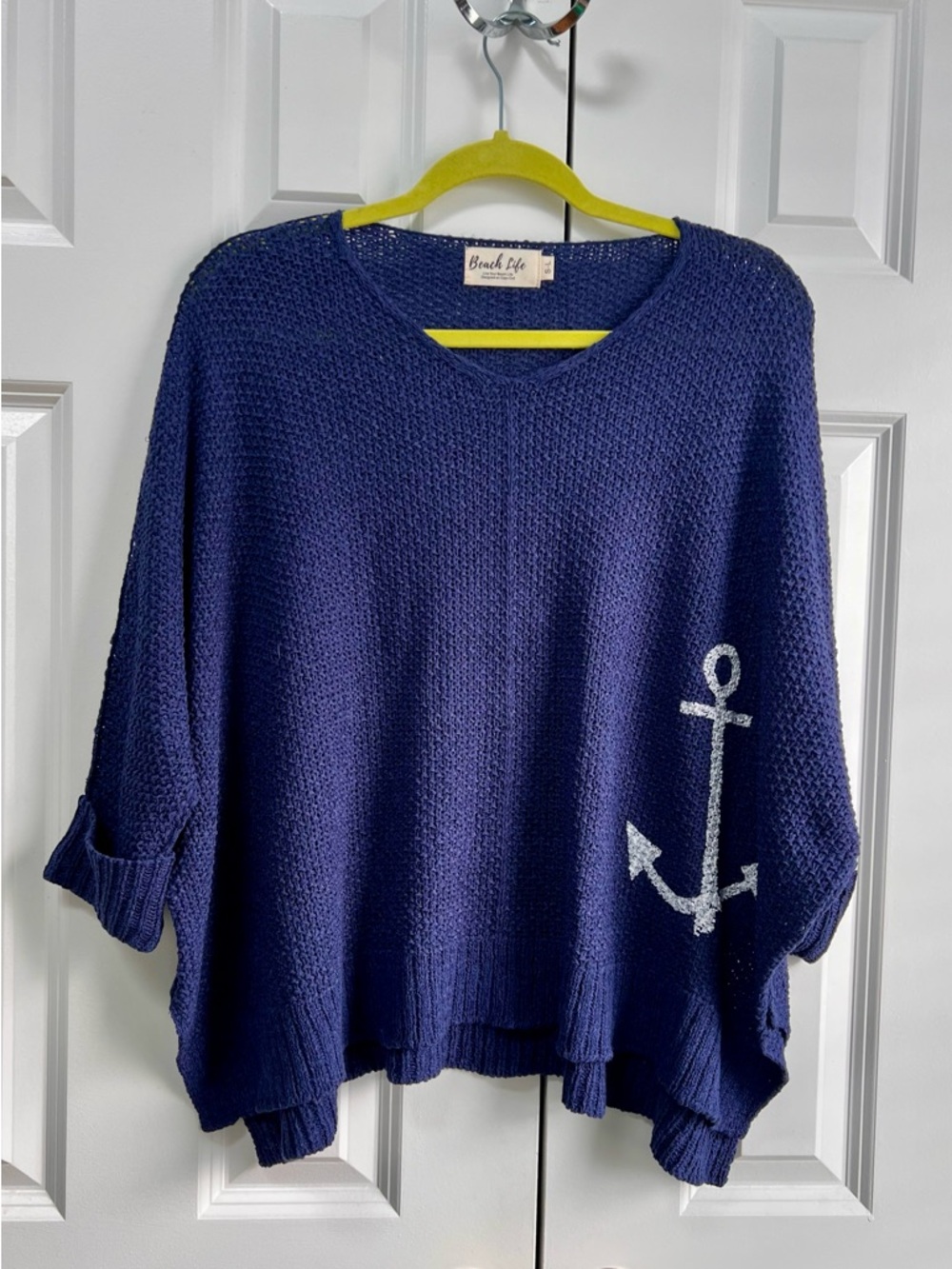 Navy Anchor Scoopneck Slouch Sweater